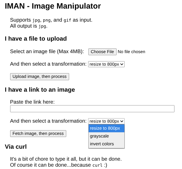 Screenshot of the latest IMAN homepage.